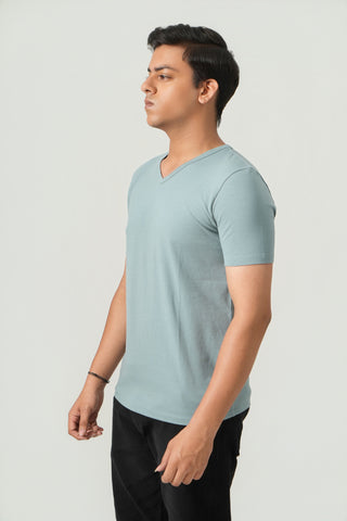 Define Fit - V-Neck Short Sleeve - Sage Blue