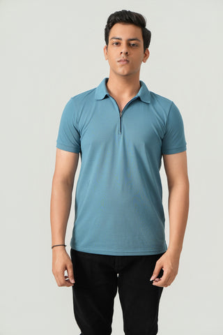 Define Fit - Zip Polo Short Sleeve - Cobalt Blue