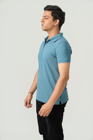 Define Fit - Zip Polo Short Sleeve - Cobalt Blue
