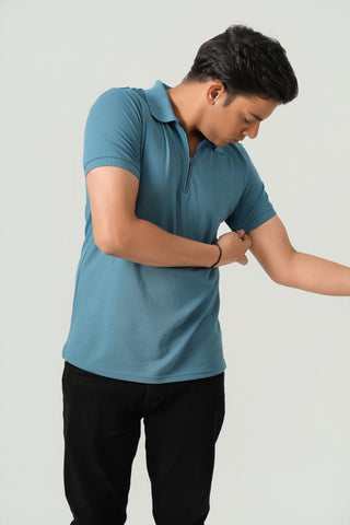 Define Fit - Zip Polo Short Sleeve - Cobalt Blue