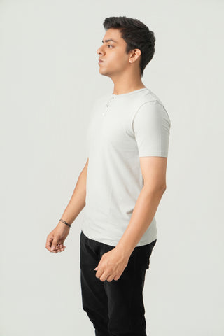 Define Fit - Henley Neck Short Sleeve - Granite Gray