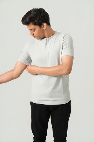 Define Fit - Henley Neck Short Sleeve - Granite Gray
