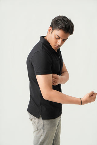 Define Fit - Zip Polo Short Sleeve - Charcoal Black