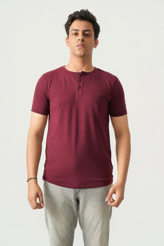 Define Fit - Henley Neck Short Sleeve - Red Rock