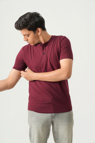 Define Fit - Henley Neck Short Sleeve - Red Rock