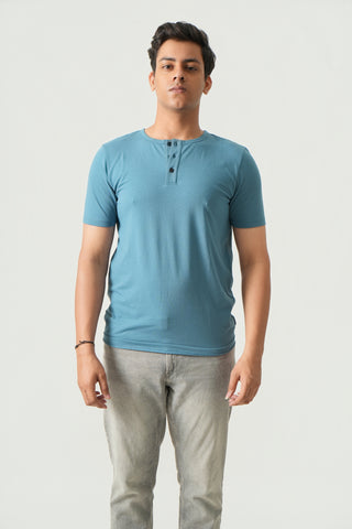 Define Fit - Henley Neck Short Sleeve - Cobalt Blue