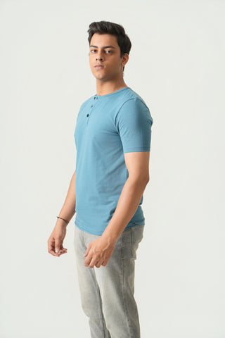 Define Fit - Henley Neck Short Sleeve - Cobalt Blue