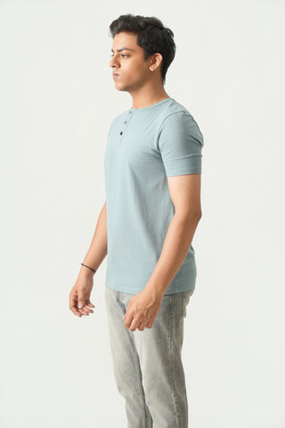 Define Fit - Henley Neck Short Sleeve - Sage Blue