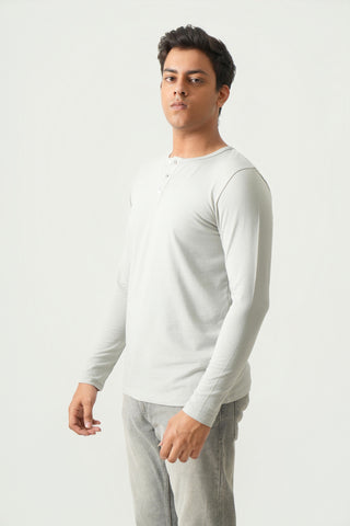 Define Fit - Henley Neck Long Sleeve - Granite Gray