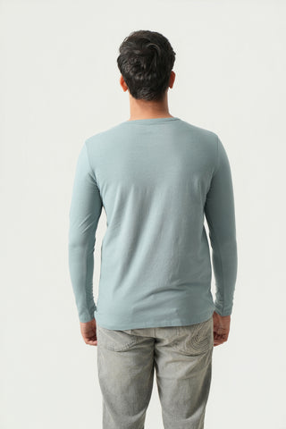 Define Fit - Henley Neck Long Sleeve - Sage Blue