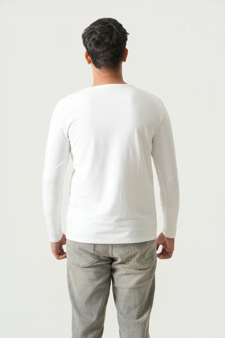 Define Fit - Henley Neck Long Sleeve - Classic White