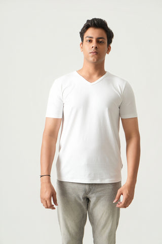 Define Fit - V-Neck Short Sleeve - Classic White