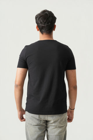 Define Fit - Henley Neck Short Sleeve - Charcoal Black