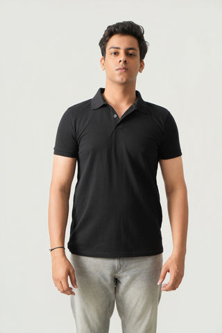 Define Fit - Button Polo Short Sleeve - Charcoal Black