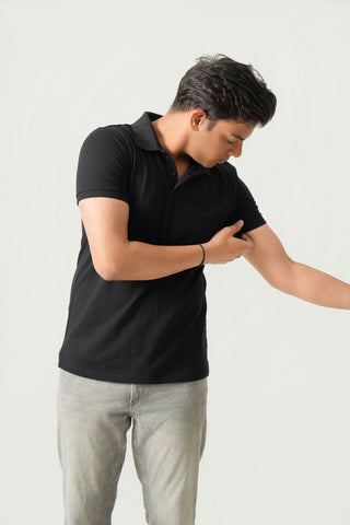 Define Fit - Button Polo Short Sleeve - Charcoal Black