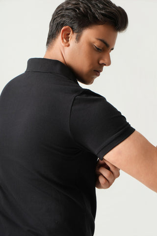 Define Fit - Button Polo Short Sleeve - Charcoal Black