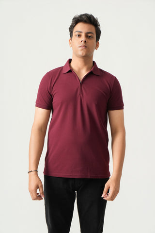Define Fit - Zip Polo Short Sleeve - Red Rock