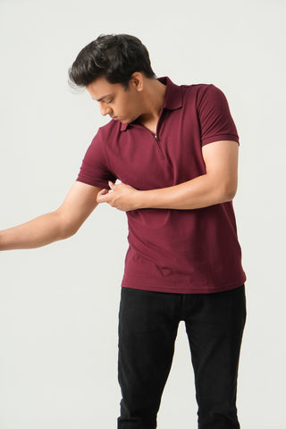 Define Fit - Zip Polo Short Sleeve - Red Rock