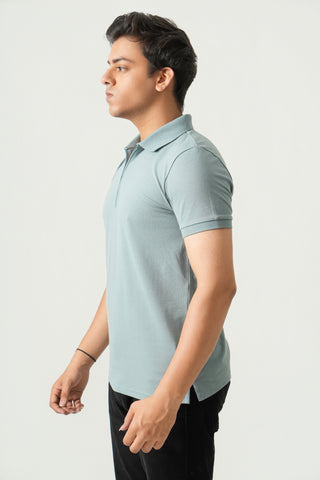 Define Fit - Zip Polo Short Sleeve - Sage Blue