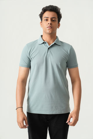 Define Fit - Button Polo Short Sleeve - Sage Blue