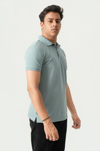 Define Fit - Button Polo Short Sleeve - Sage Blue