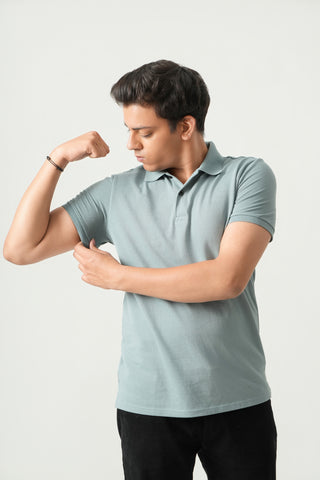 Define Fit - Button Polo Short Sleeve - Sage Blue