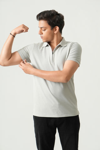 Define Fit - Zip Polo Short Sleeve - Granite Gray