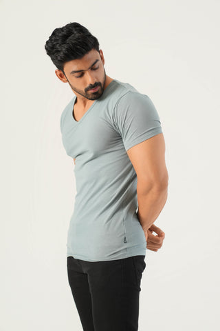 Power Fit - V-Neck Short Sleeve - Sage Blue