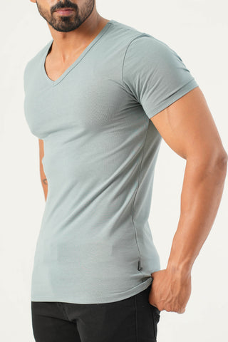 Power Fit - V-Neck Short Sleeve - Sage Blue