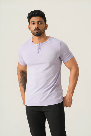 V-Taper Fit (S/V) Henley Neck Short Sleeve - Mauve Purple