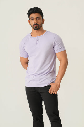 V-Taper Fit (S/V) Henley Neck Short Sleeve - Mauve Purple
