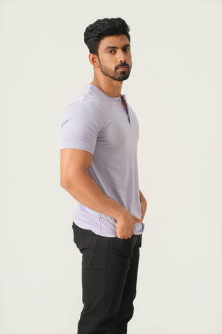 V-Taper Fit (S/V) Henley Neck Short Sleeve - Mauve Purple