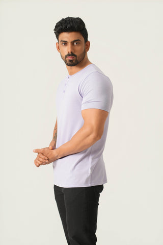 V-Taper Fit (S/V) Henley Neck Short Sleeve - Mauve Purple