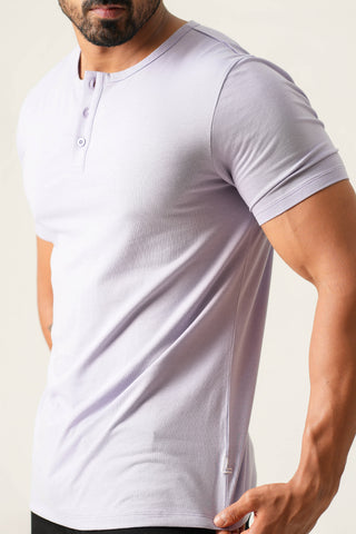V-Taper Fit (S/V) Henley Neck Short Sleeve - Mauve Purple