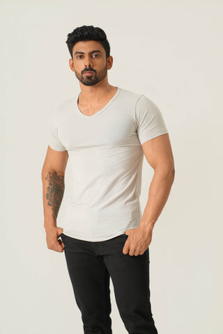 Power Fit - V-Neck Short Sleeve - Granite Gray