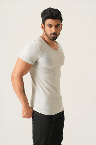 Power Fit - V-Neck Short Sleeve - Granite Gray