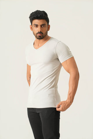 Power Fit - V-Neck Short Sleeve - Granite Gray