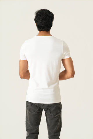 Sleek Fit- Henley Neck Short Sleeve- Classic White