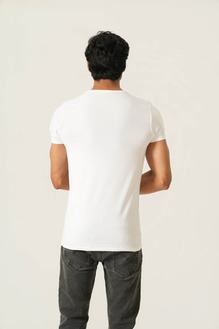 Sleek Fit- V-Neck Short Sleeve- Classic White