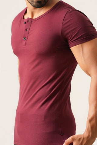 Power Fit - Henley Neck Short Sleeve - Red Rock