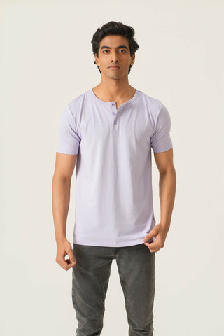 Structure Fit (P/D) - Henley Neck Short Sleeve - Mauve Purple