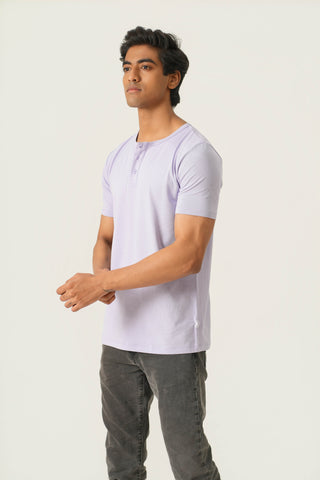 Structure Fit (P/D) - Henley Neck Short Sleeve - Mauve Purple