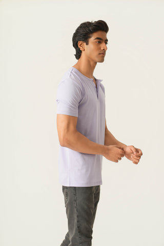 Structure Fit (P/D) - Henley Neck Short Sleeve - Mauve Purple