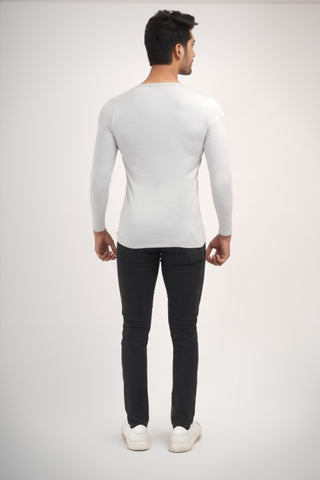 Sleek Fit- Henley Neck Long Sleeve- Granite Gray