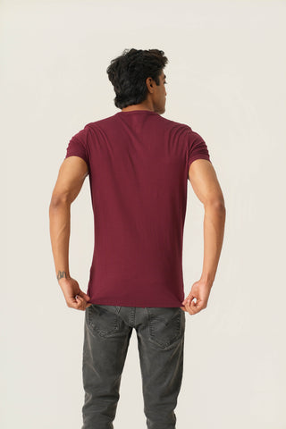 Sleek Fit- Henley Neck Short Sleeve- Red Rock