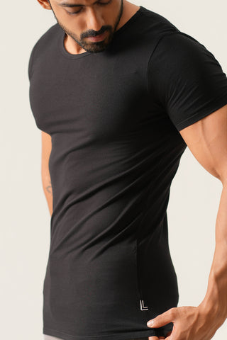 Power Fit - Crew Neck Short Sleeve - Charcoal Black