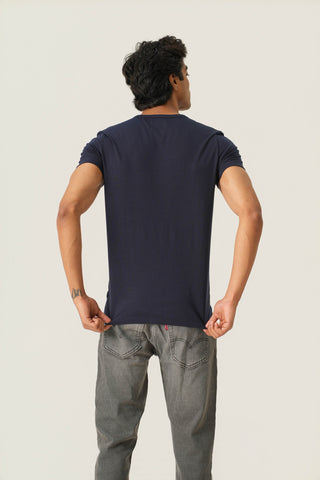 V-Taper Fit (S/V) Henley Neck Short Sleeve - Night Navy