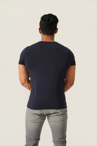 Structure Fit (P/D) - Henley Neck Short Sleeve - Night Navy