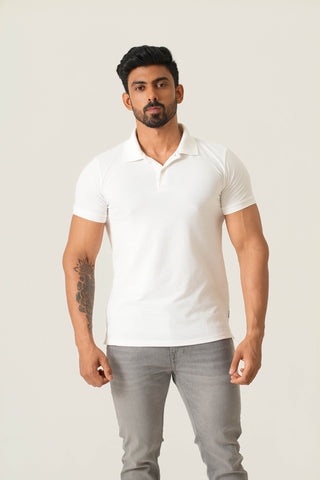 Power Fit - Button Polo Short Sleeve - Classic White