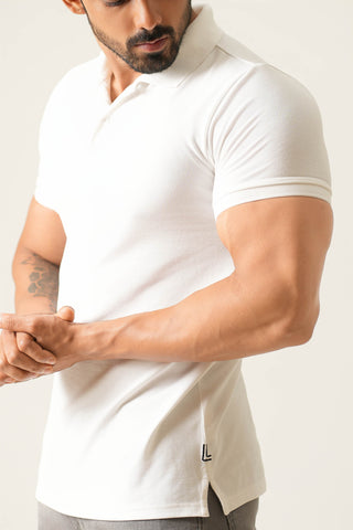Power Fit - Button Polo Short Sleeve - Classic White